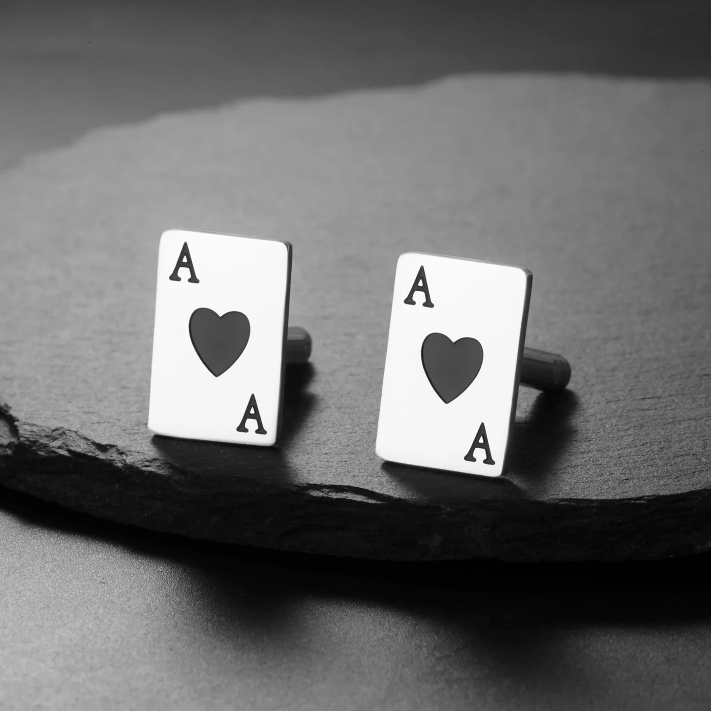 Pik-Ass Manschettenknöpfe – Edelstahl Pokerkarten Cufflinks für Herren