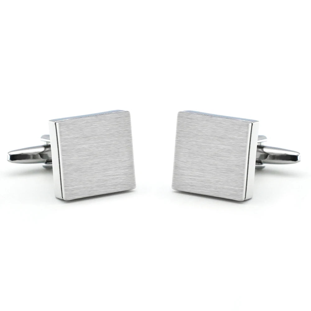 Quadratische Manschettenknöpfe – Gebürstete Messing Cufflinks für Herren
