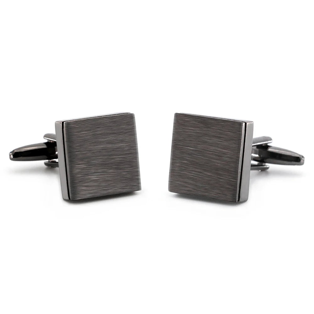 Quadratische Manschettenknöpfe – Gebürstete Messing Cufflinks für Herren