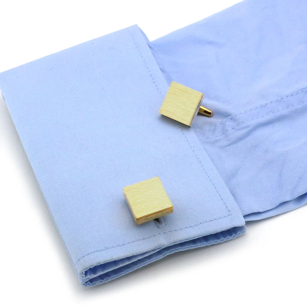 Quadratische Manschettenknöpfe – Gebürstete Messing Cufflinks für Herren