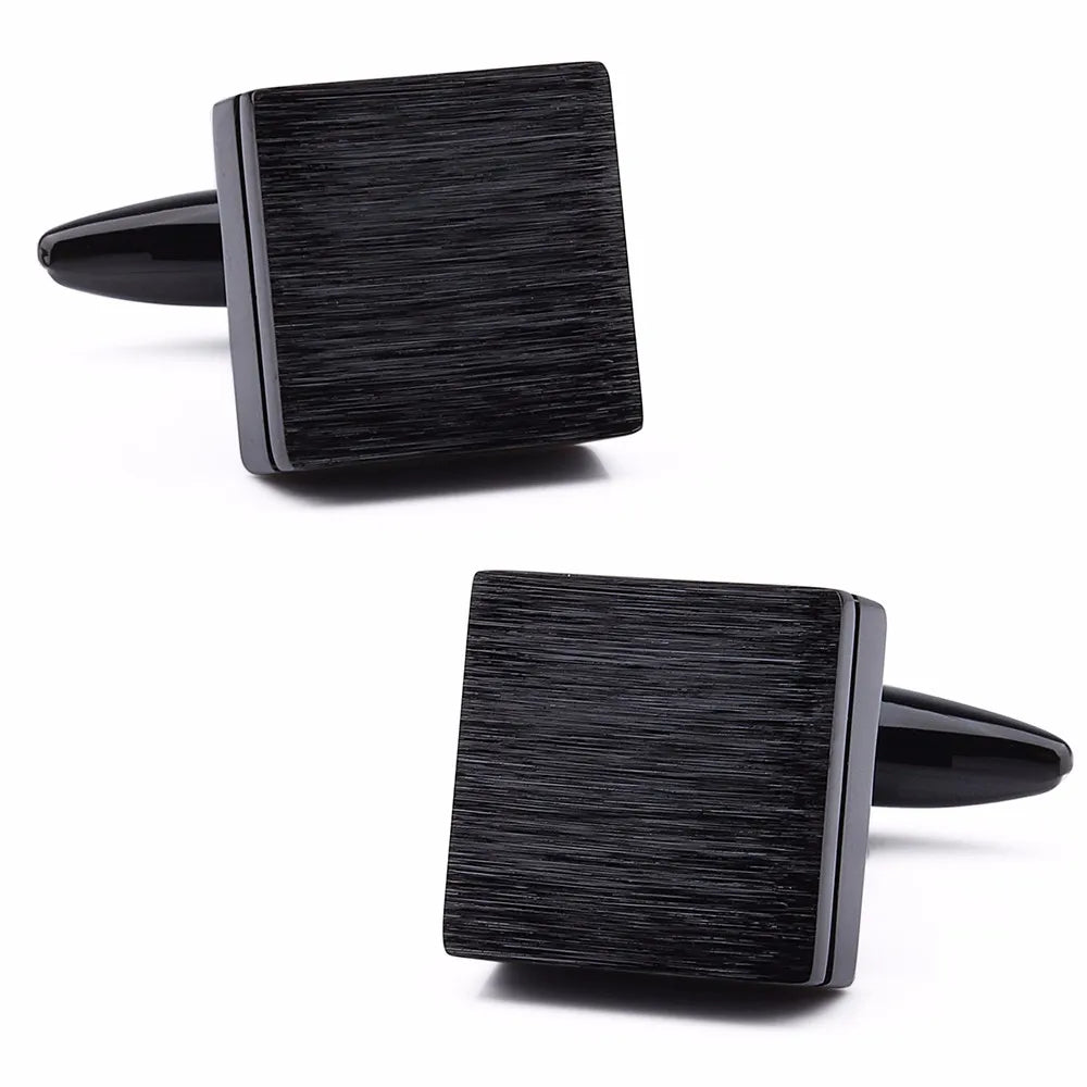 Quadratische Manschettenknöpfe – Gebürstete Messing Cufflinks für Herren