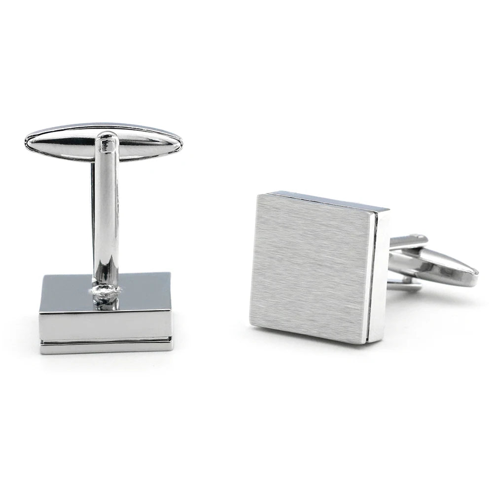 Quadratische Manschettenknöpfe – Gebürstete Messing Cufflinks für Herren