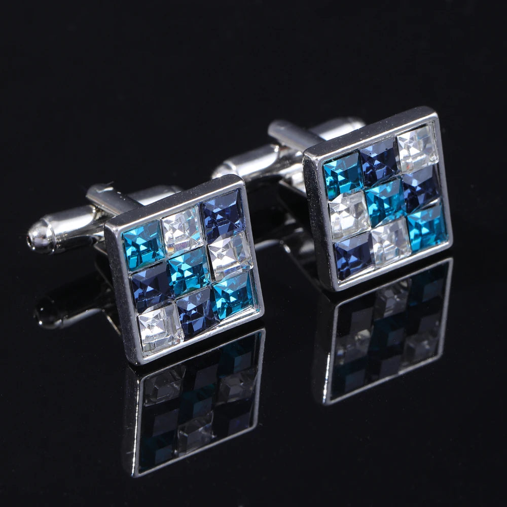 Luxuriöse Strass-Manschettenknöpfe – Kristall Silberfarbene Herren-Accessoires
