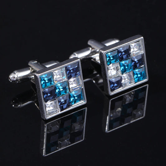 Luxuriöse Strass-Manschettenknöpfe – Kristall Silberfarbene Herren-Accessoires