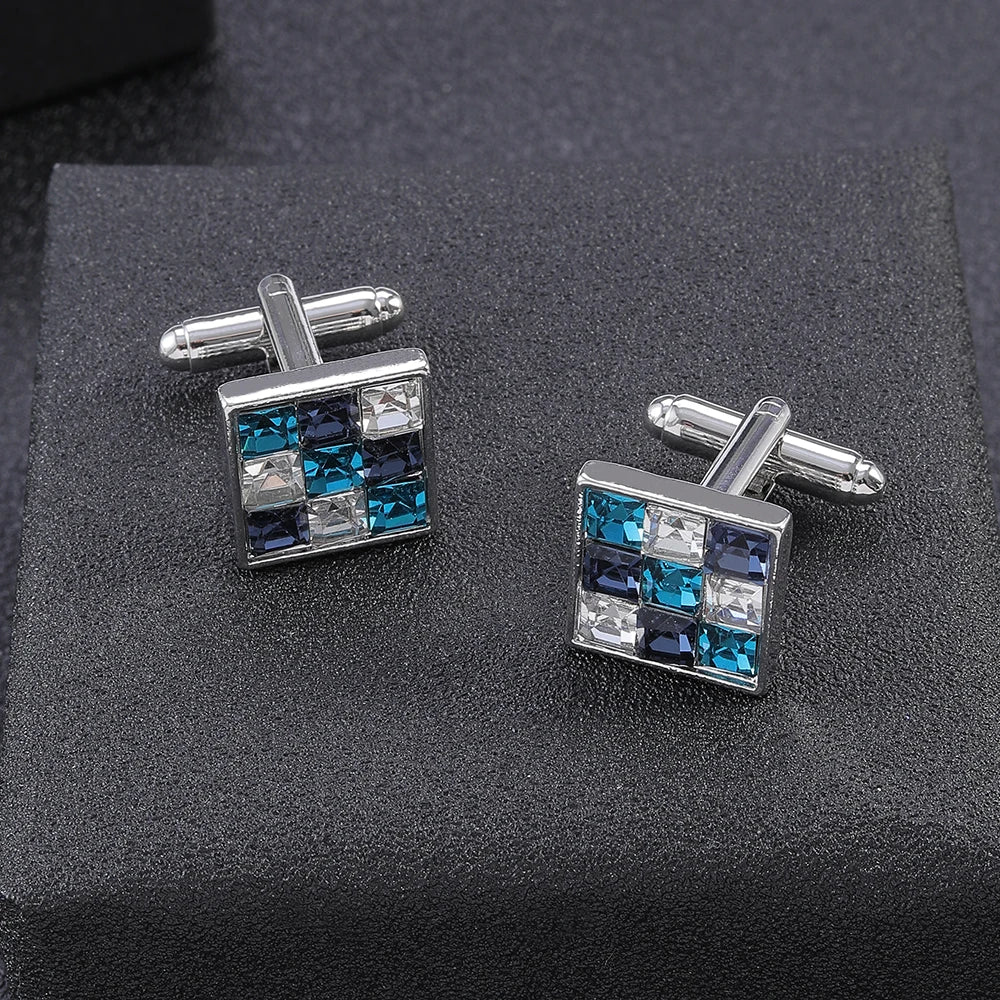 Luxuriöse Strass-Manschettenknöpfe – Kristall Silberfarbene Herren-Accessoires