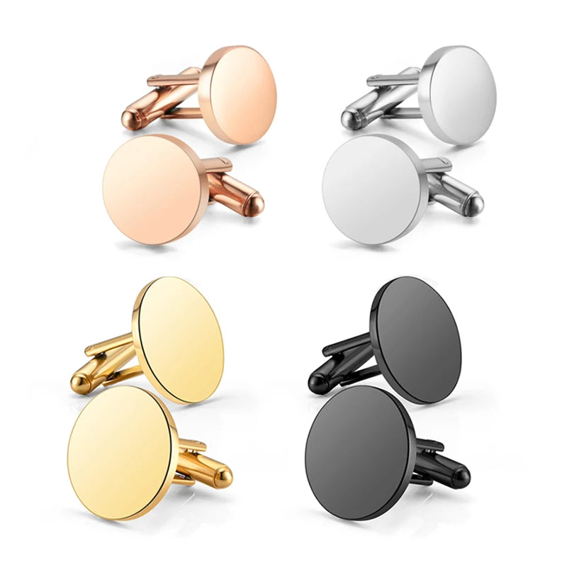 Runde Blanko-Manschettenknöpfe – Spiegelpolierte Edelstahl Cufflinks