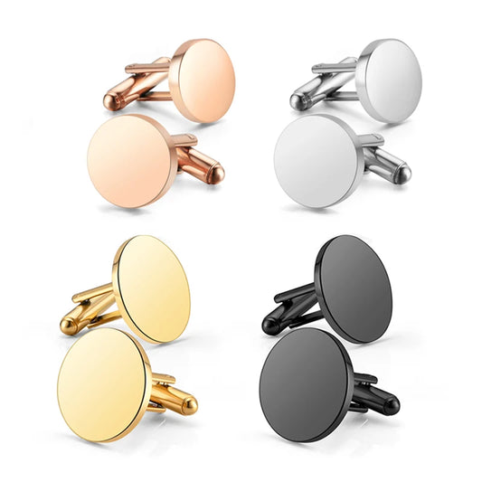 Runde Blanko-Manschettenknöpfe – Spiegelpolierte Edelstahl Cufflinks