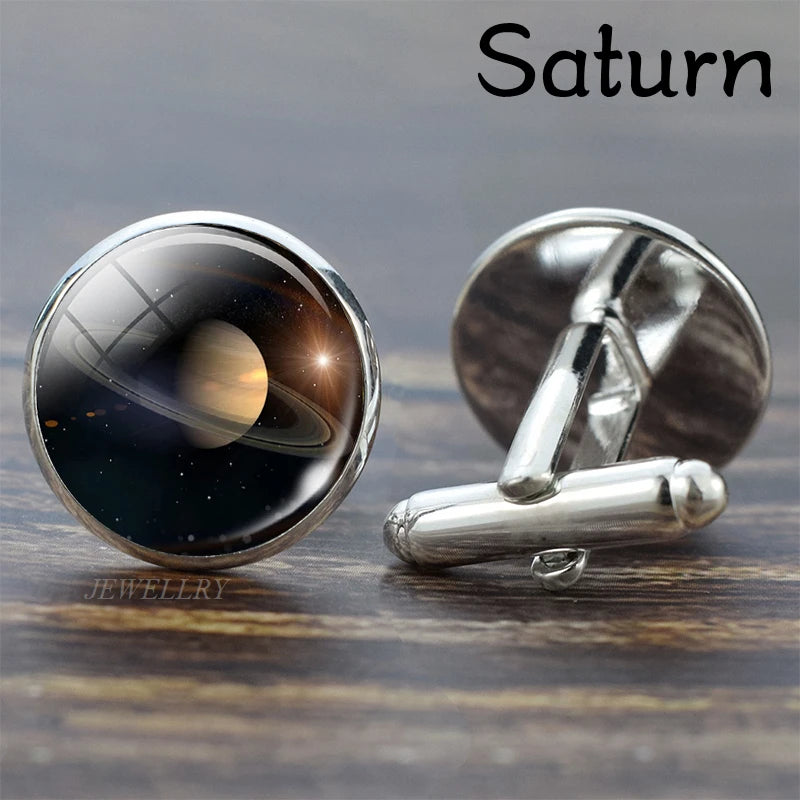 Sonnensystem-Manschettenknöpfe – Galaxie & Planeten Cufflinks für Herren