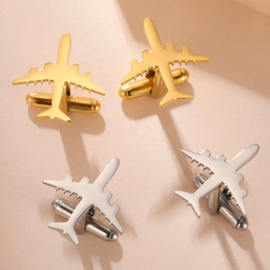 Flugzeug-Manschettenknöpfe – Edelstahl Piloten Hemd-Accessoires für Herren