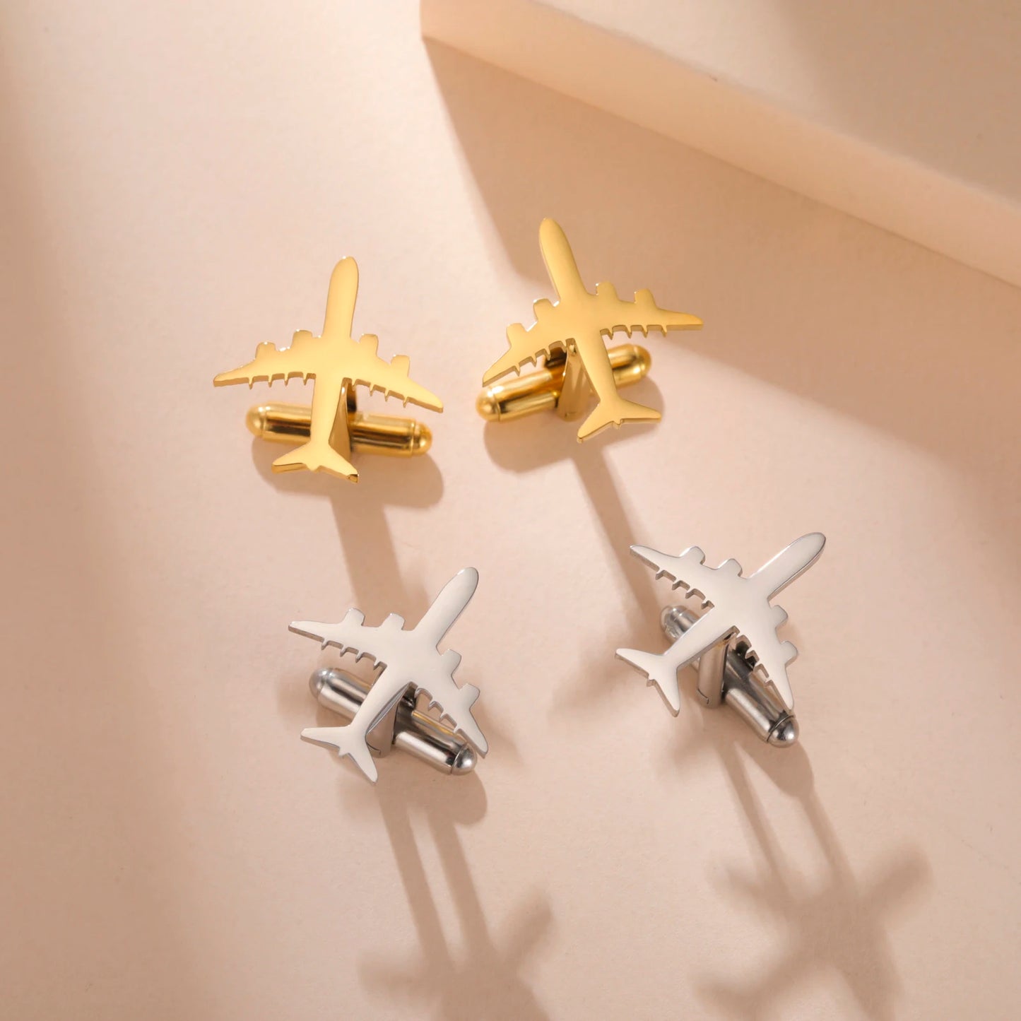 Flugzeug-Manschettenknöpfe – Edelstahl Piloten Hemd-Accessoires für Herren