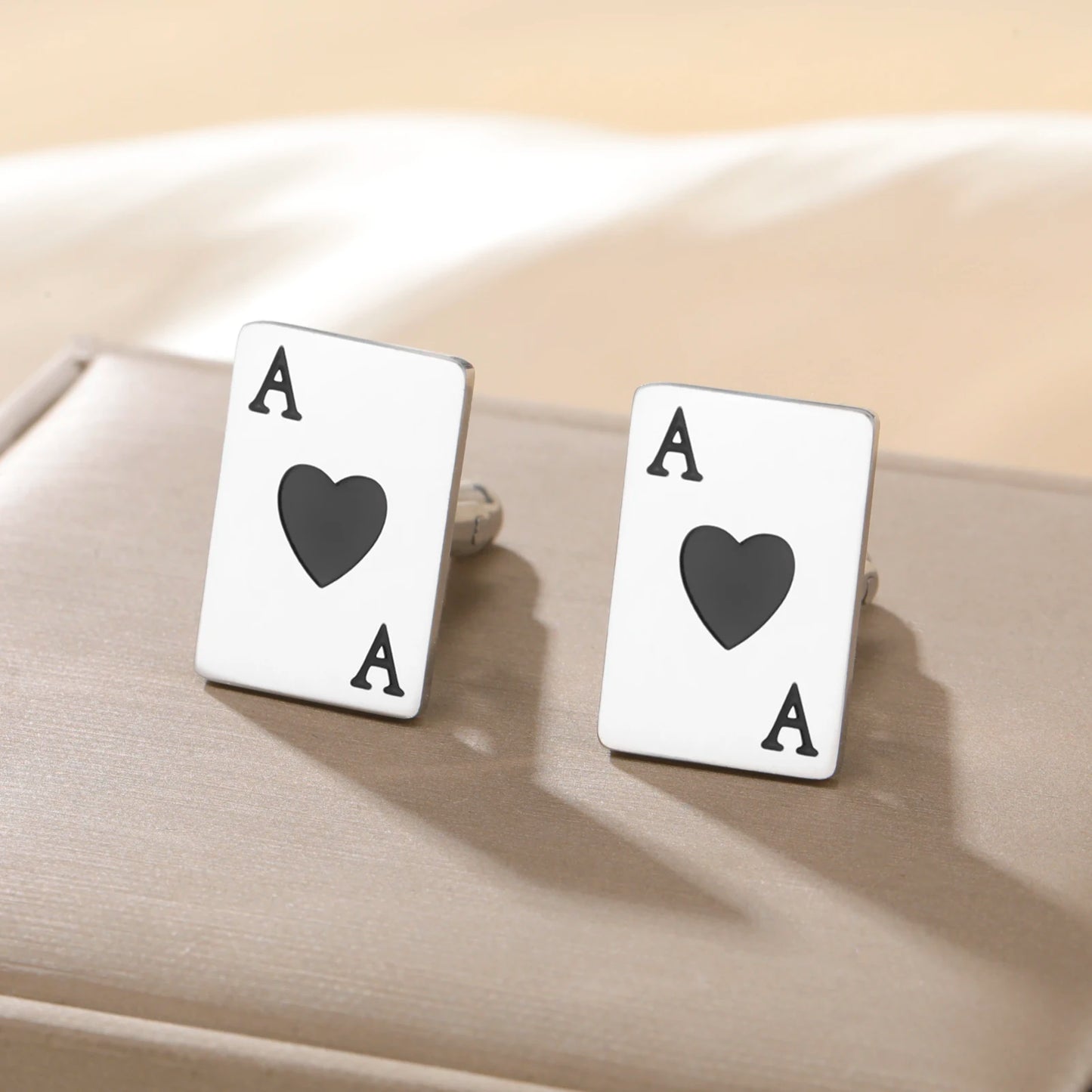 Pik-Ass Manschettenknöpfe – Edelstahl Pokerkarten Cufflinks für Herren