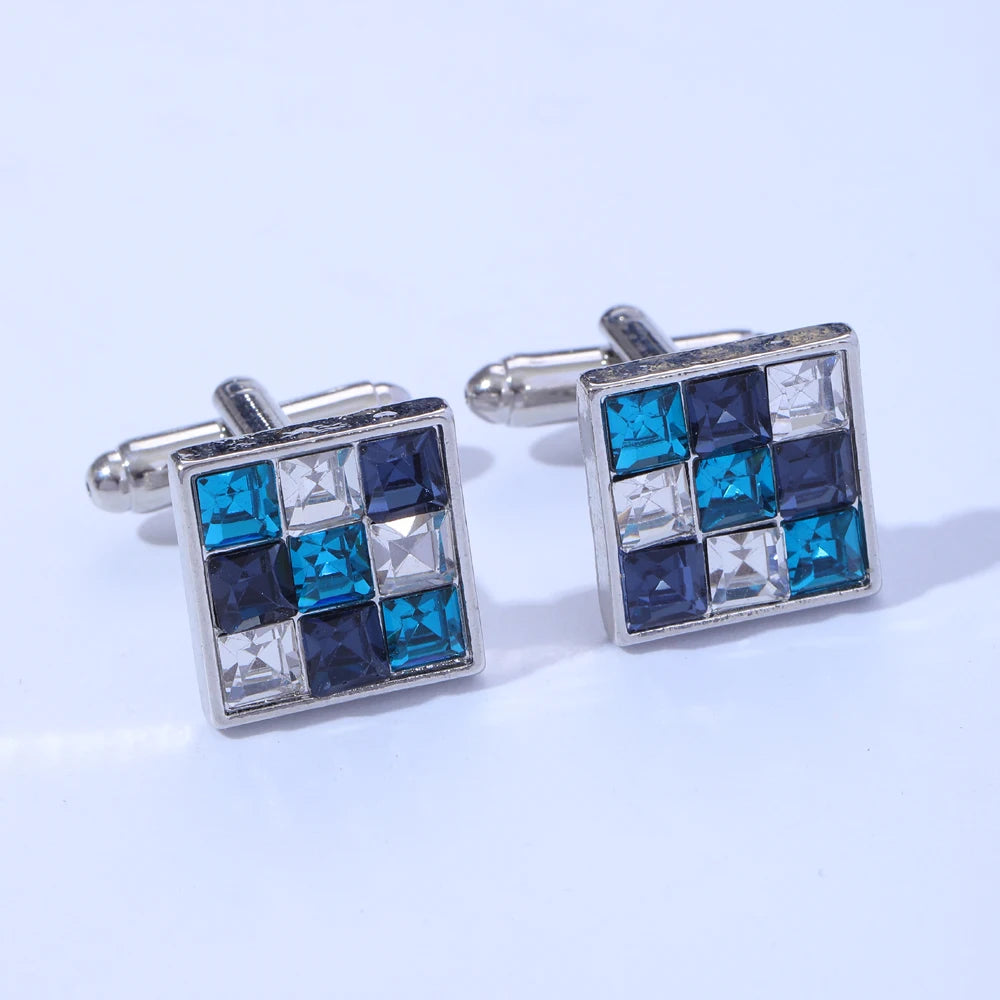 Luxuriöse Strass-Manschettenknöpfe – Kristall Silberfarbene Herren-Accessoires