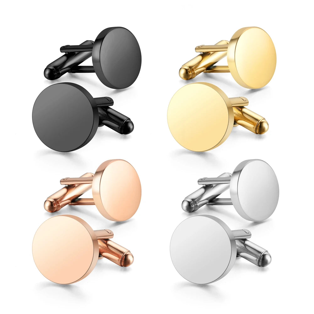 Runde Blanko-Manschettenknöpfe – Spiegelpolierte Edelstahl Cufflinks