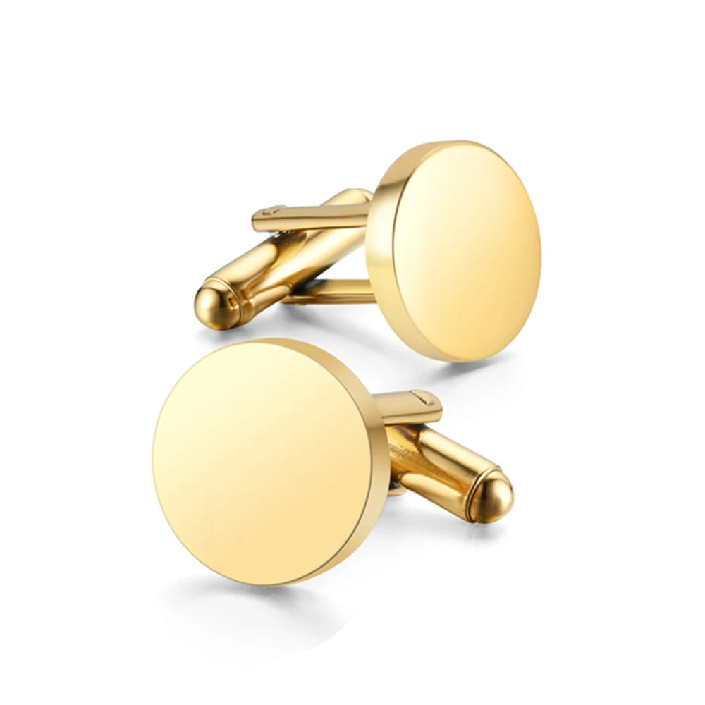 Runde Blanko-Manschettenknöpfe – Spiegelpolierte Edelstahl Cufflinks