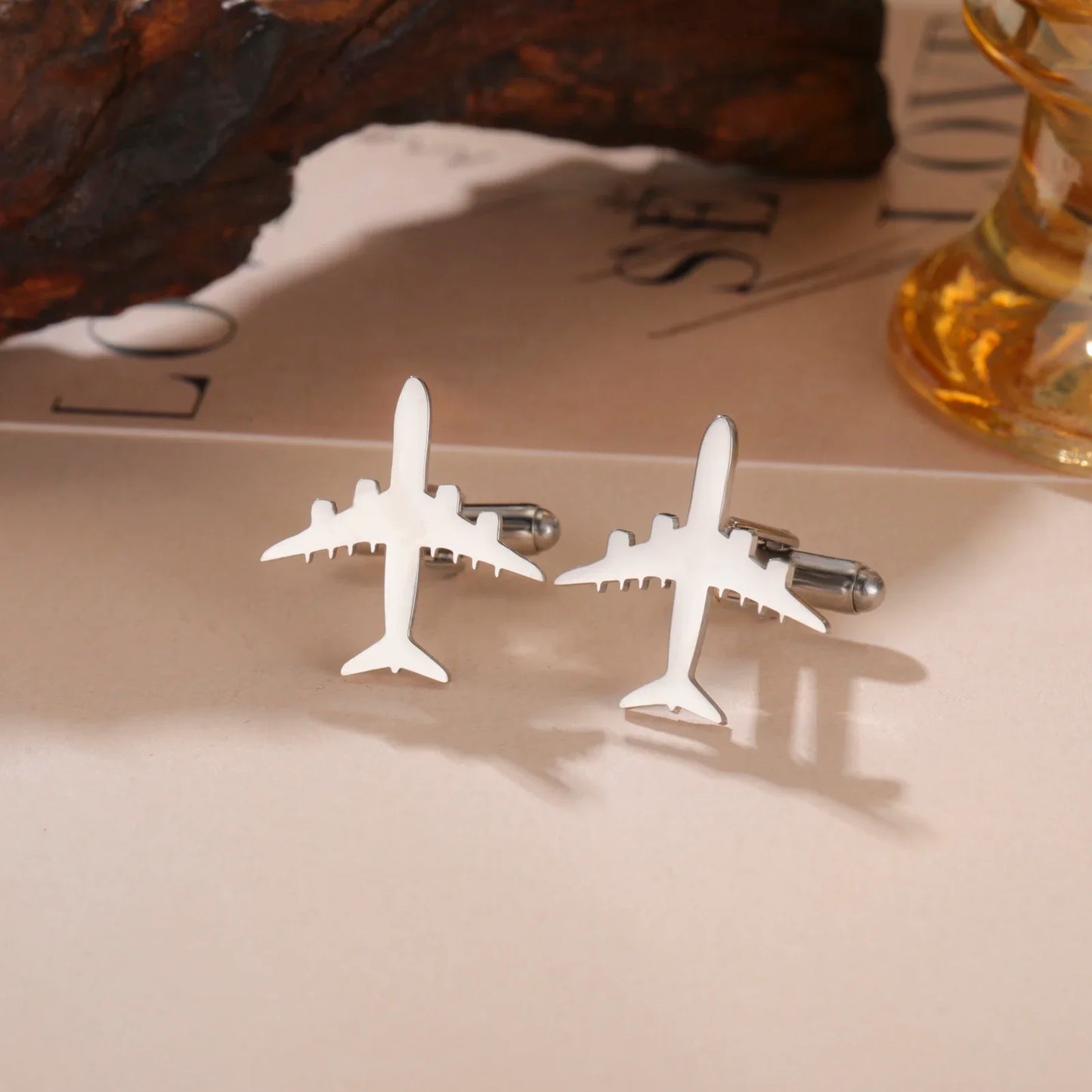Flugzeug-Manschettenknöpfe – Edelstahl Piloten Hemd-Accessoires für Herren