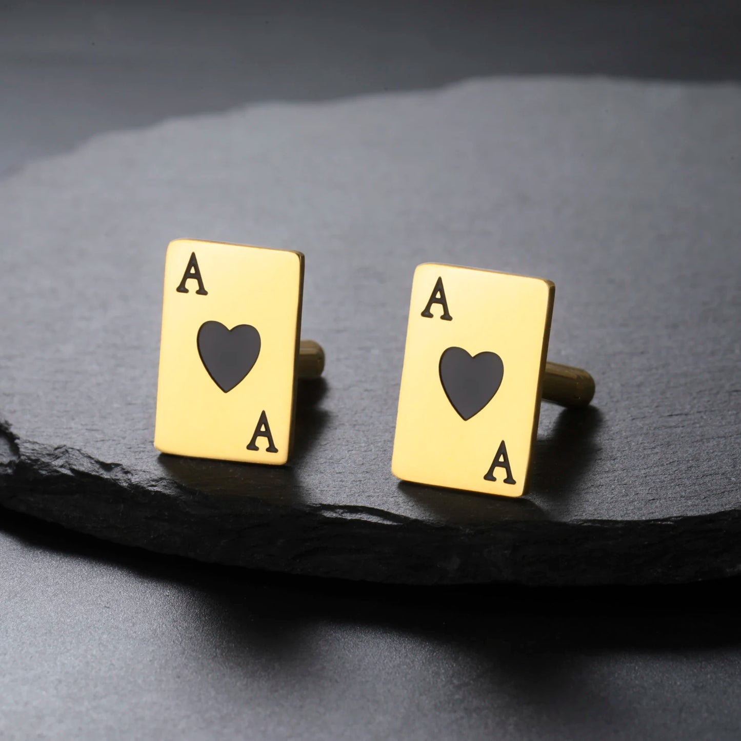 Pik-Ass Manschettenknöpfe – Edelstahl Pokerkarten Cufflinks für Herren