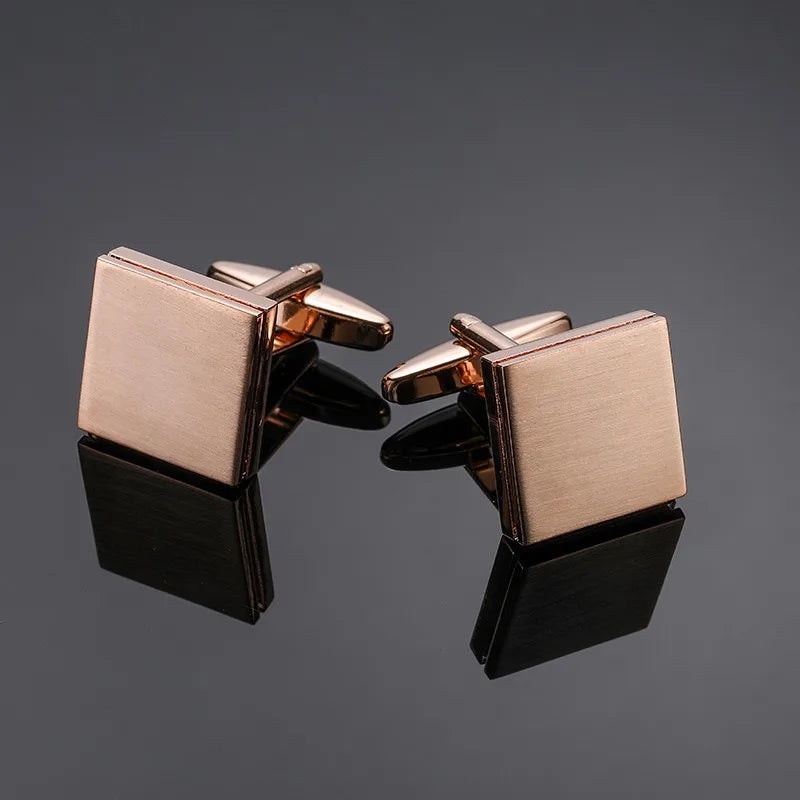 Luxuriöse Quadratische Kupfer-Manschettenknöpfe – Muschel & Zirkon Herren-Accessoires