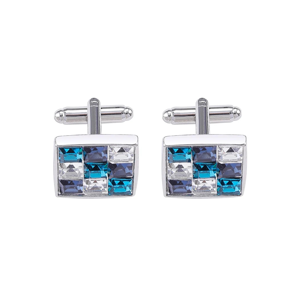 Luxuriöse Strass-Manschettenknöpfe – Kristall Silberfarbene Herren-Accessoires