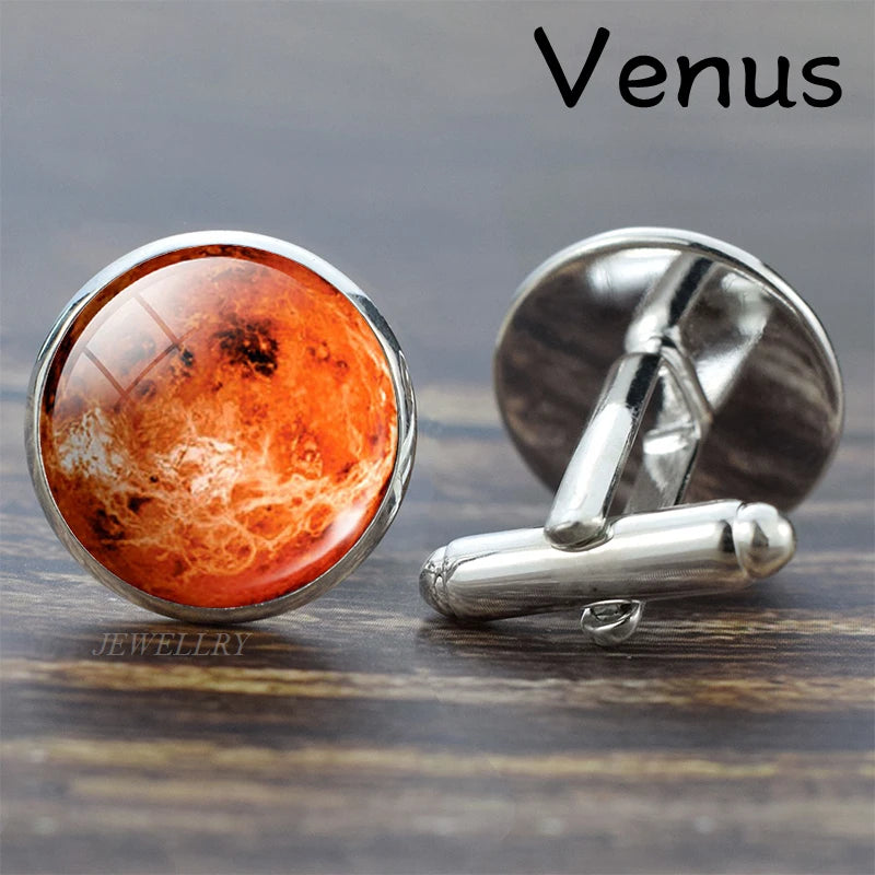 Sonnensystem-Manschettenknöpfe – Galaxie & Planeten Cufflinks für Herren