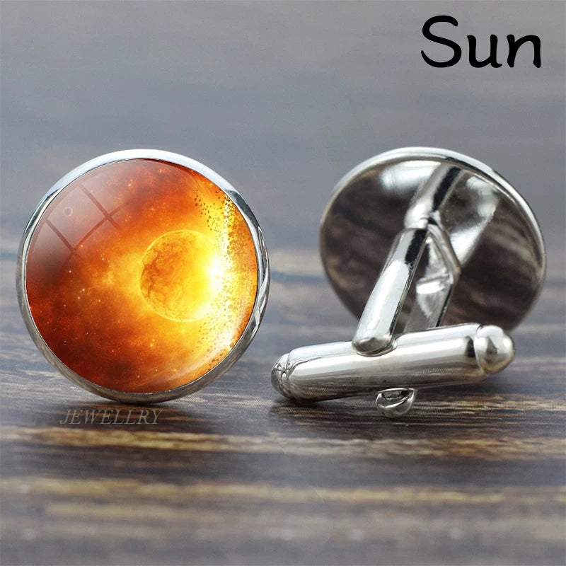 Sonnensystem-Manschettenknöpfe – Galaxie & Planeten Cufflinks für Herren