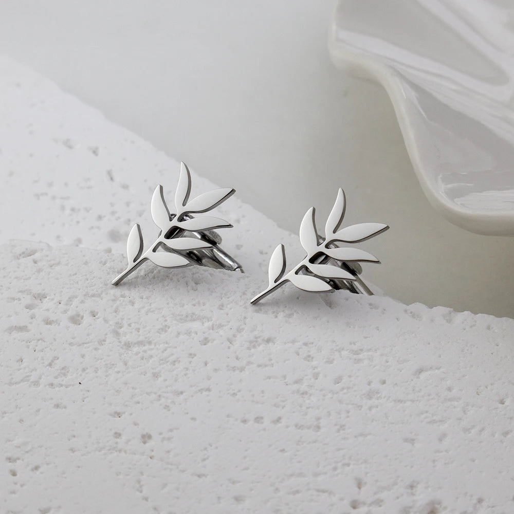 Olivenzweig-Manschettenknöpfe – Edelstahl Hochzeits-Cufflinks für Herren