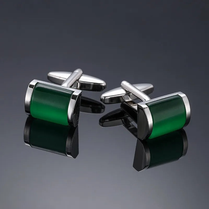 Luxuriöse Quadratische Kupfer-Manschettenknöpfe – Muschel & Zirkon Herren-Accessoires