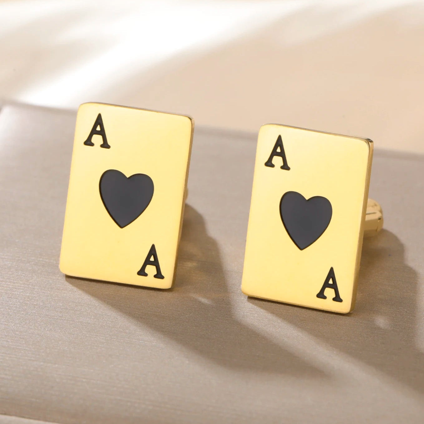 Pik-Ass Manschettenknöpfe – Edelstahl Pokerkarten Cufflinks für Herren