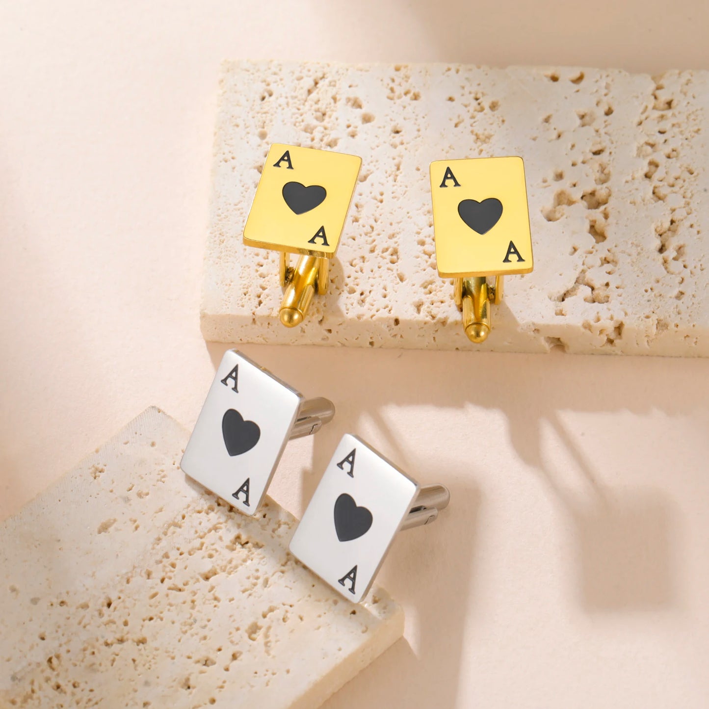 Pik-Ass Manschettenknöpfe – Edelstahl Pokerkarten Cufflinks für Herren
