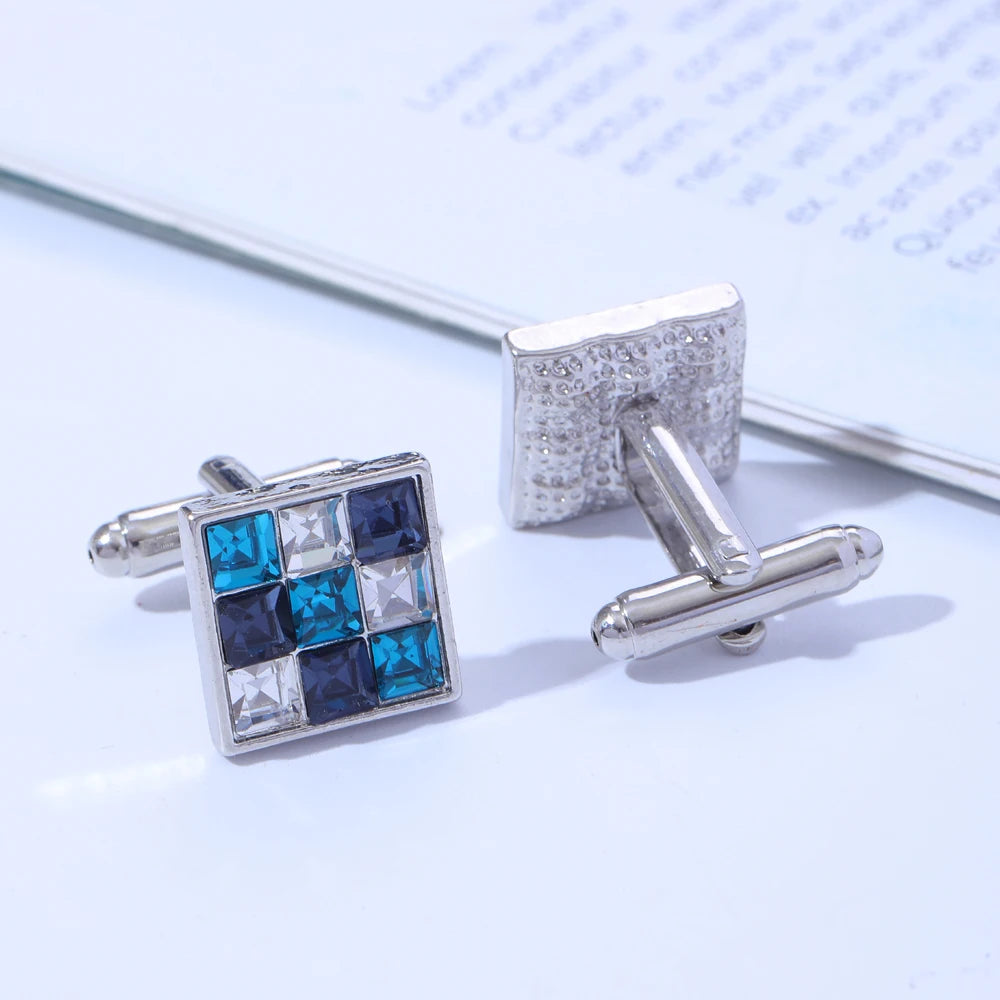 Luxuriöse Strass-Manschettenknöpfe – Kristall Silberfarbene Herren-Accessoires