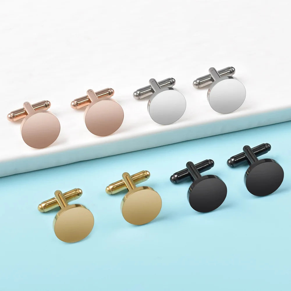 Runde Blanko-Manschettenknöpfe – Spiegelpolierte Edelstahl Cufflinks