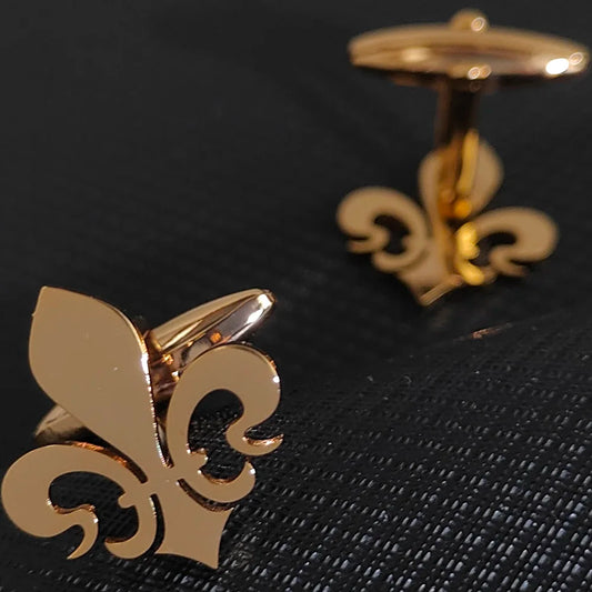 Fleur-de-Lis Manschettenknöpfe – 18K Vergoldeter Edelstahl Herrenschmuck