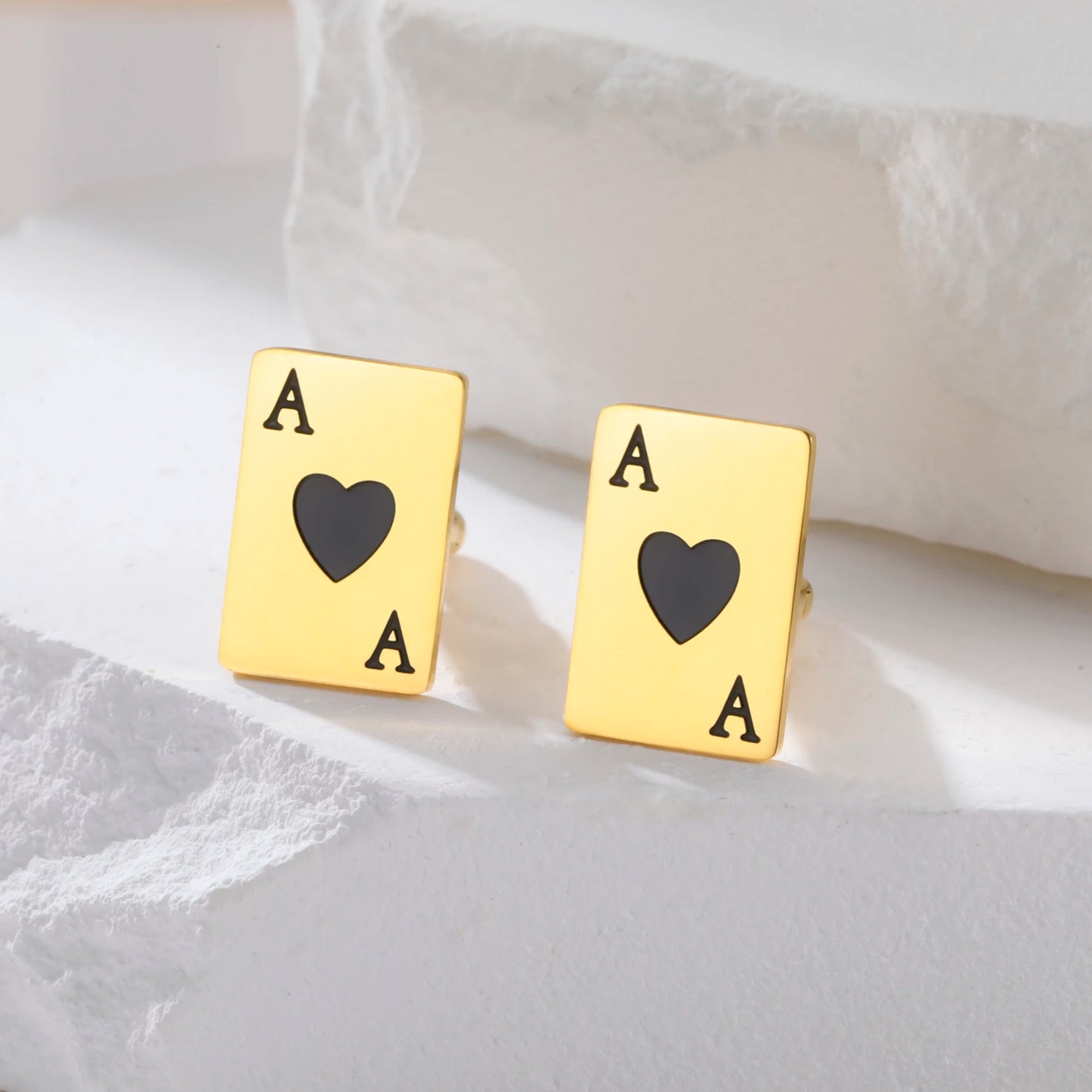 Pik-Ass Manschettenknöpfe – Edelstahl Pokerkarten Cufflinks für Herren
