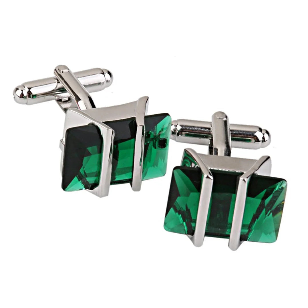 Grüne Strass-Manschettenknöpfe – Elegante Hemd-Accessoires für Herren