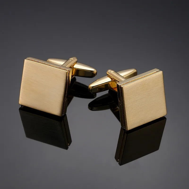 Luxuriöse Quadratische Kupfer-Manschettenknöpfe – Muschel & Zirkon Herren-Accessoires