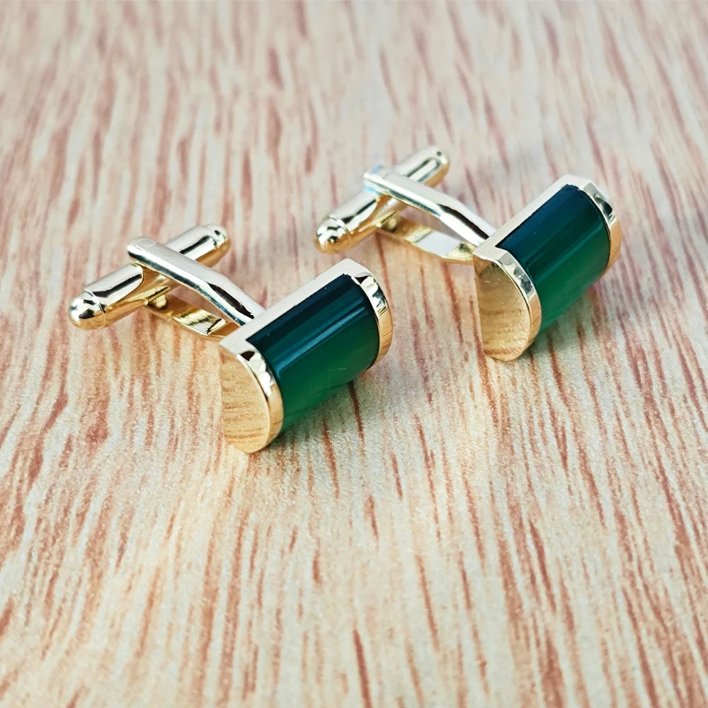 Grüne Stein-Manschettenknöpfe – Kristall-Optik Cufflinks für Herren