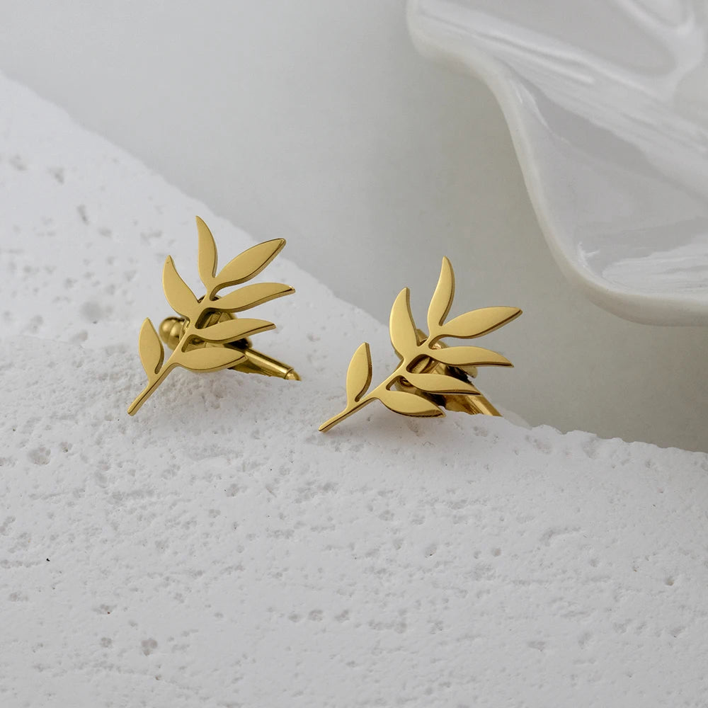 Olivenzweig-Manschettenknöpfe – Edelstahl Hochzeits-Cufflinks für Herren