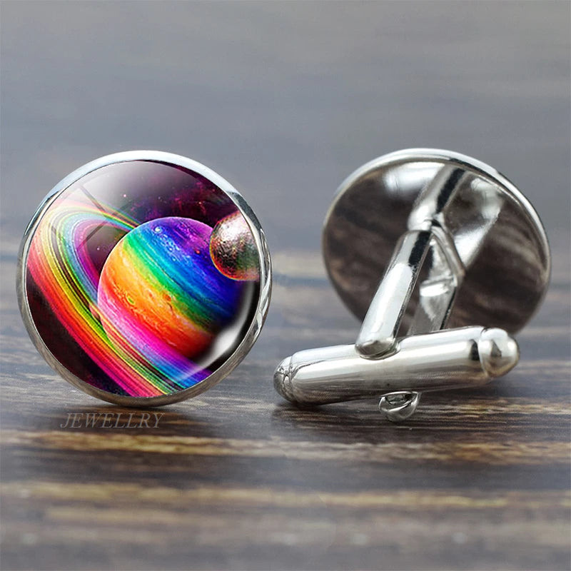 Sonnensystem-Manschettenknöpfe – Galaxie & Planeten Cufflinks für Herren