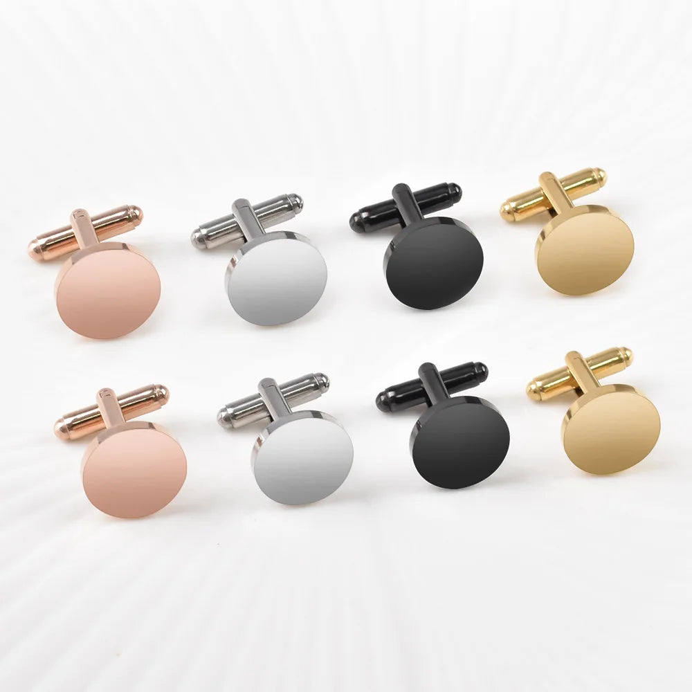 Runde Blanko-Manschettenknöpfe – Spiegelpolierte Edelstahl Cufflinks
