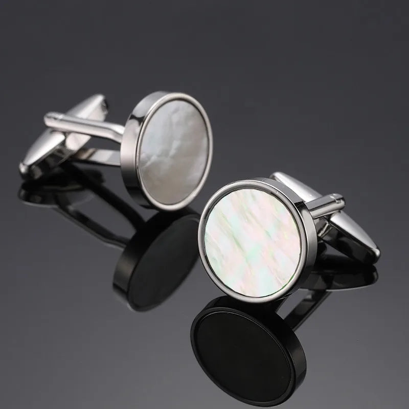 Luxuriöse Quadratische Kupfer-Manschettenknöpfe – Muschel & Zirkon Herren-Accessoires