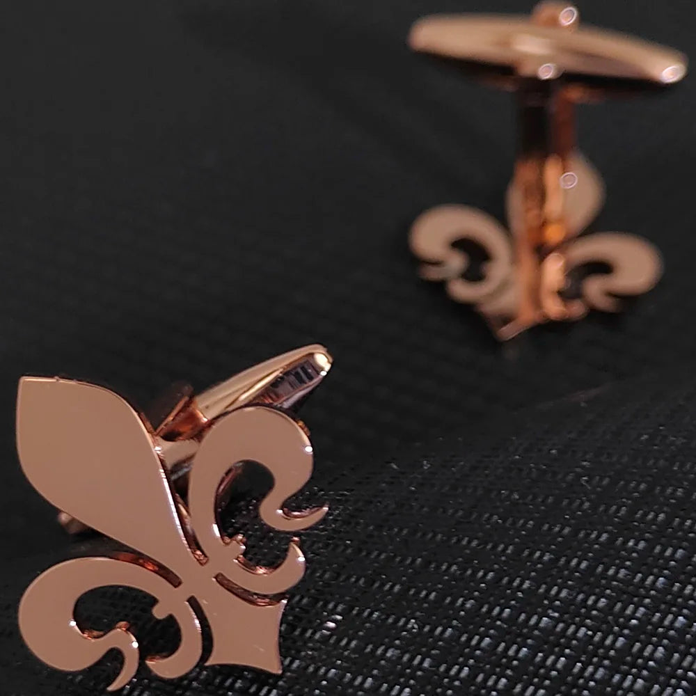 Fleur-de-Lis Manschettenknöpfe – 18K Vergoldeter Edelstahl Herrenschmuck