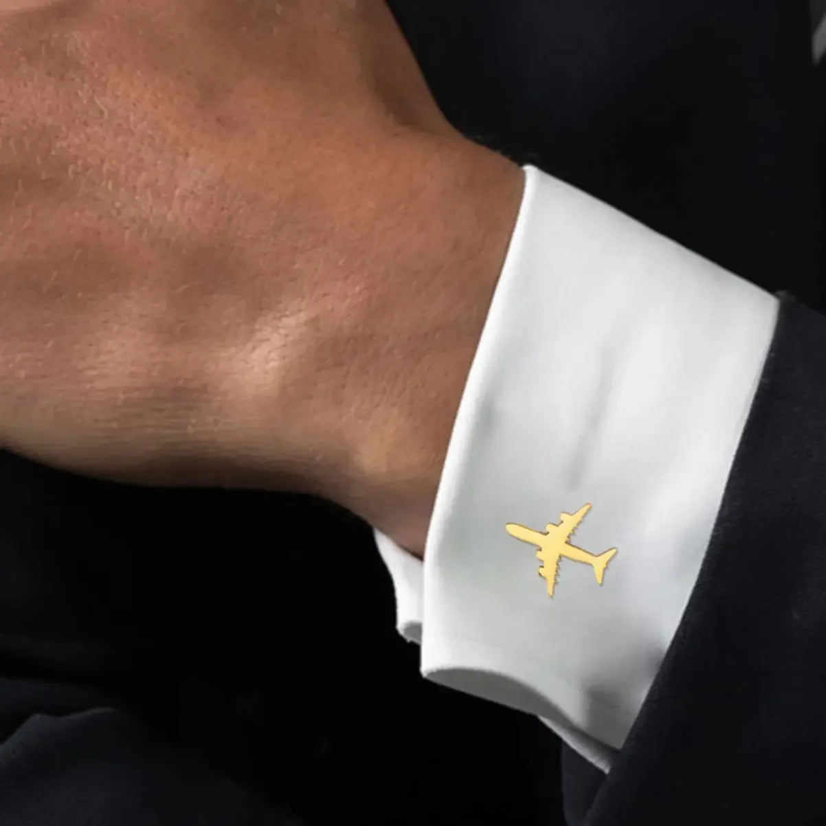 Flugzeug-Manschettenknöpfe – Edelstahl Piloten Hemd-Accessoires für Herren