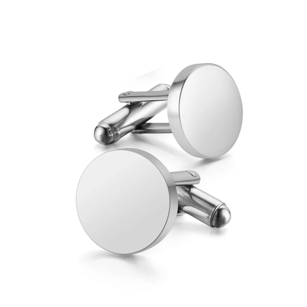 Runde Blanko-Manschettenknöpfe – Spiegelpolierte Edelstahl Cufflinks